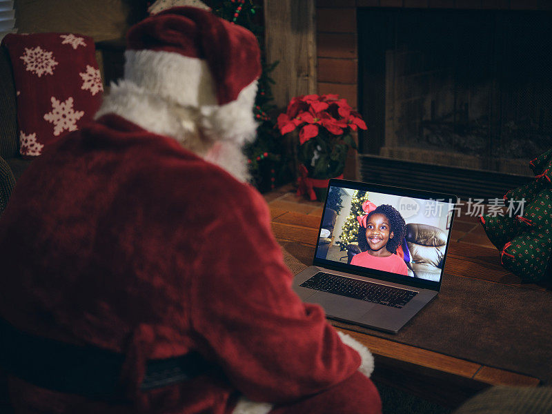 Santa Claus on a Video Conference Call